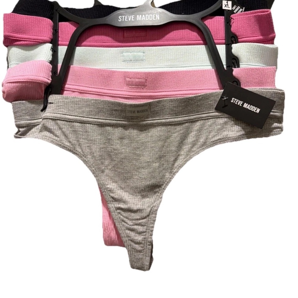 🆕Steve Madden Women’s Ribbed Thong 5 Pack Textured Modern Basic Panties size XL
